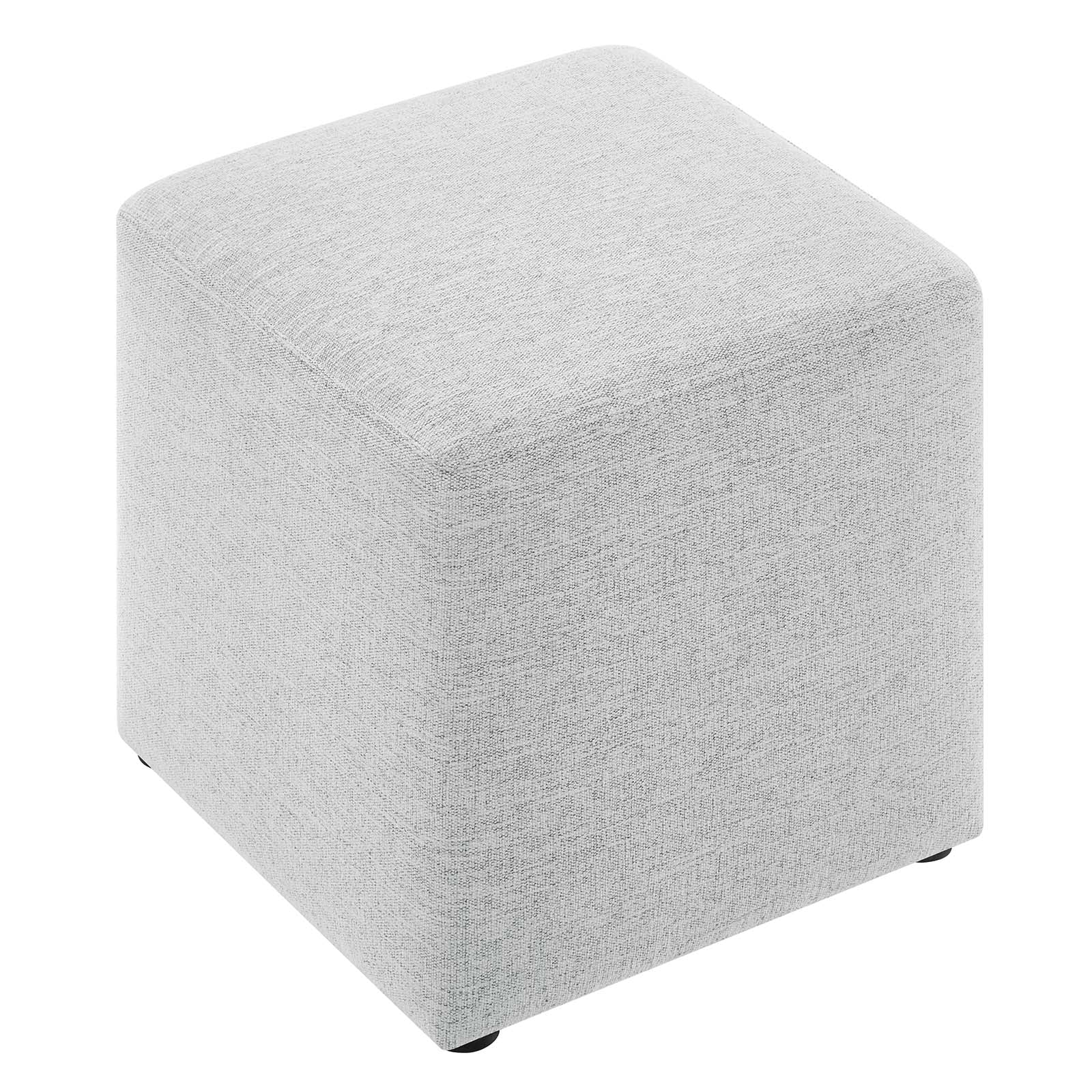 Callum 17" Square Woven Heathered Fabric Upholstered Ottoman - East Shore Modern Home Furnishings