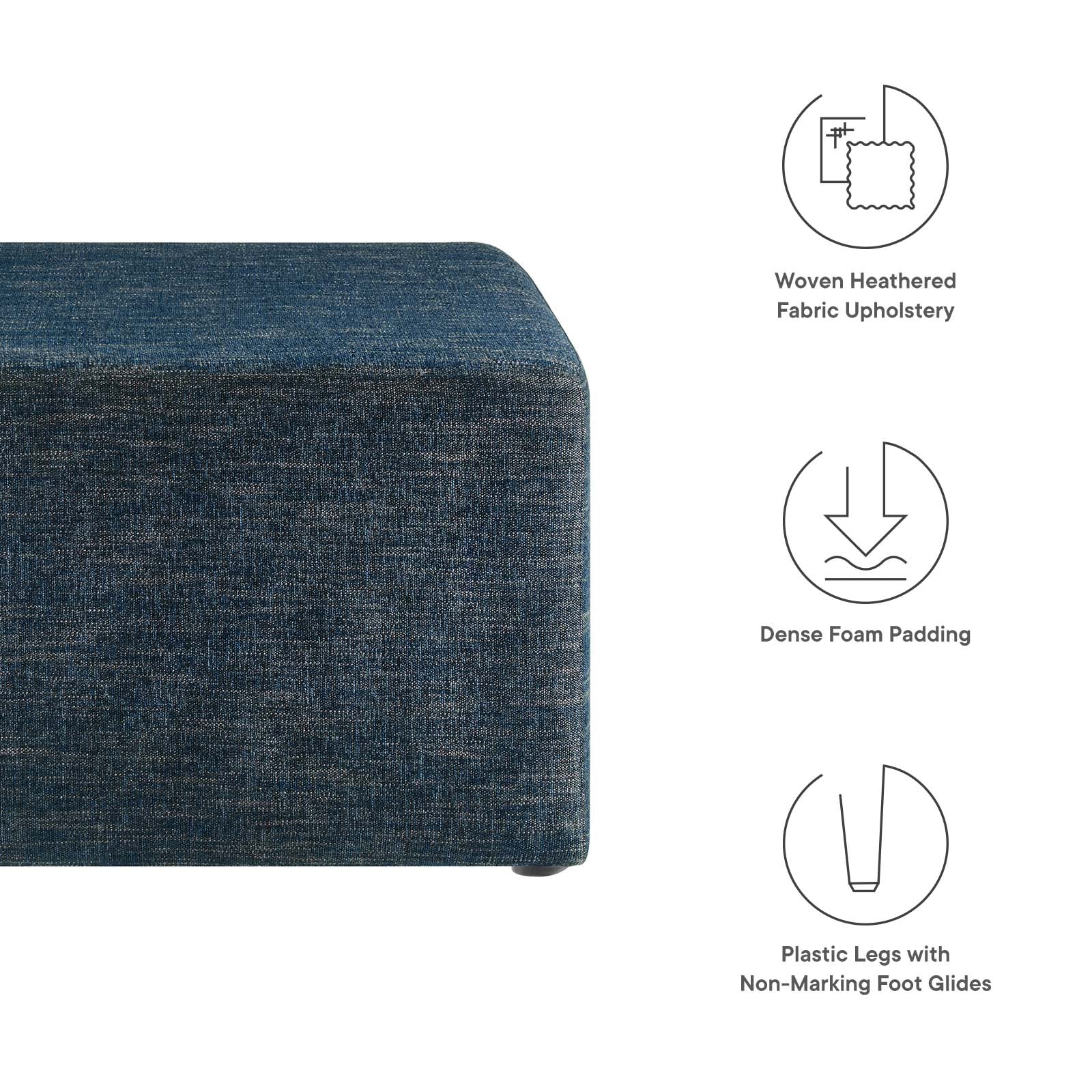 Callum Large 28" Square Woven Heathered Fabric Upholstered Ottoman - East Shore Modern Home Furnishings