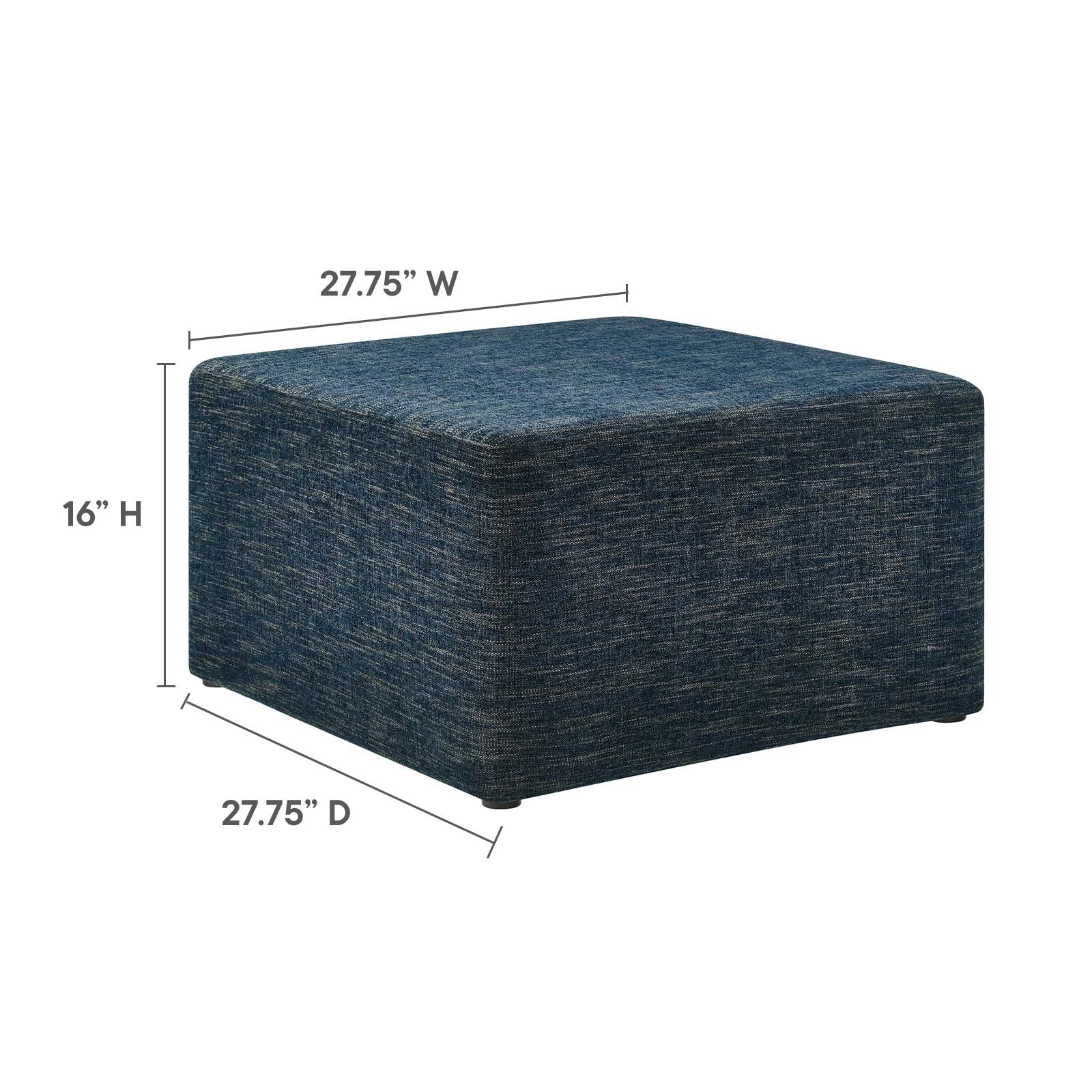 Callum Large 28" Square Woven Heathered Fabric Upholstered Ottoman - East Shore Modern Home Furnishings