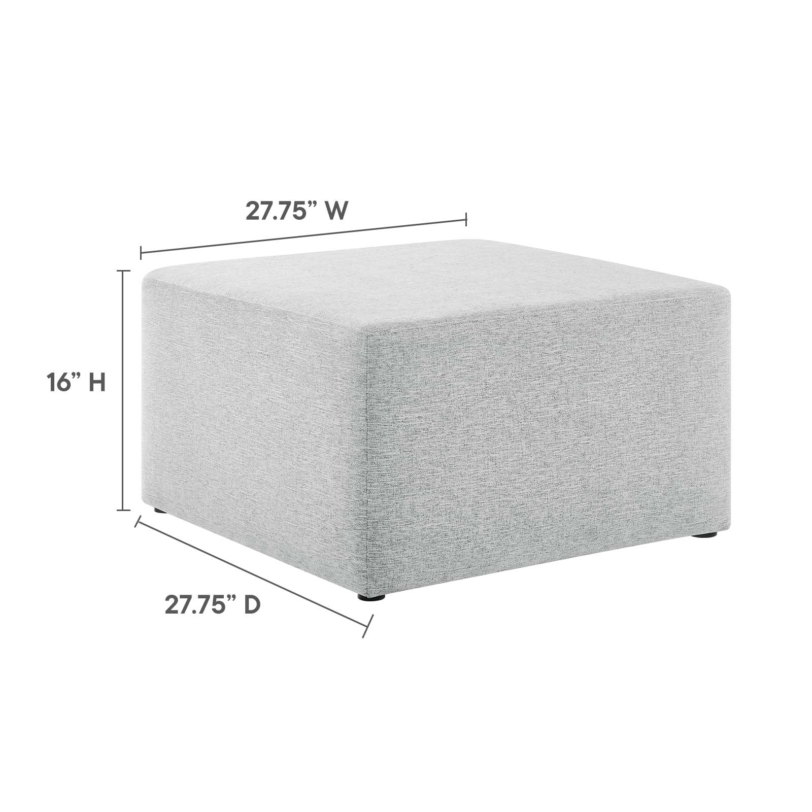 Callum Large 28" Square Woven Heathered Fabric Upholstered Ottoman - East Shore Modern Home Furnishings