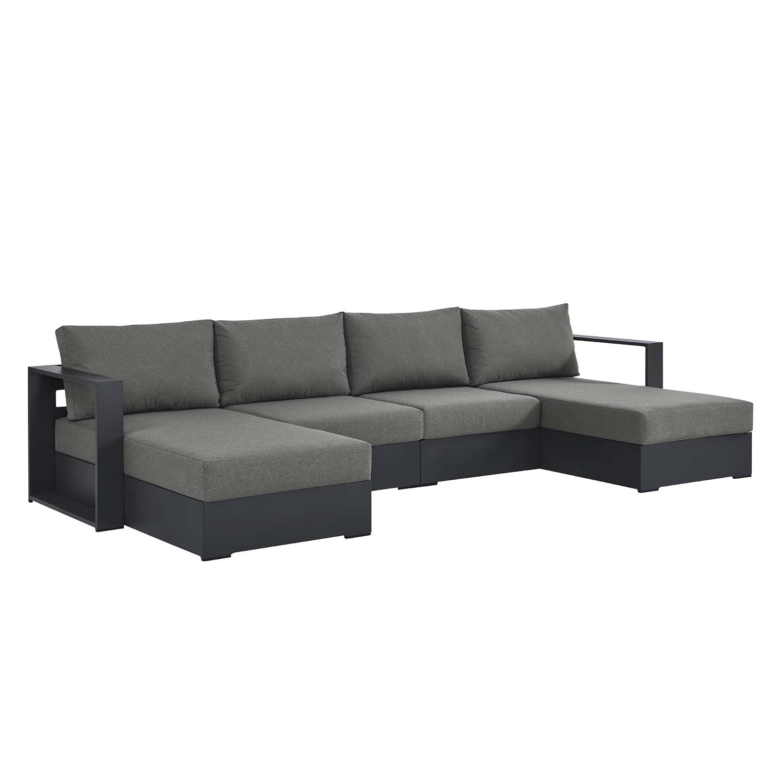 Tahoe Outdoor Patio Powder-Coated Aluminum 4-Piece Sectional Sofa Set - East Shore Modern Home Furnishings