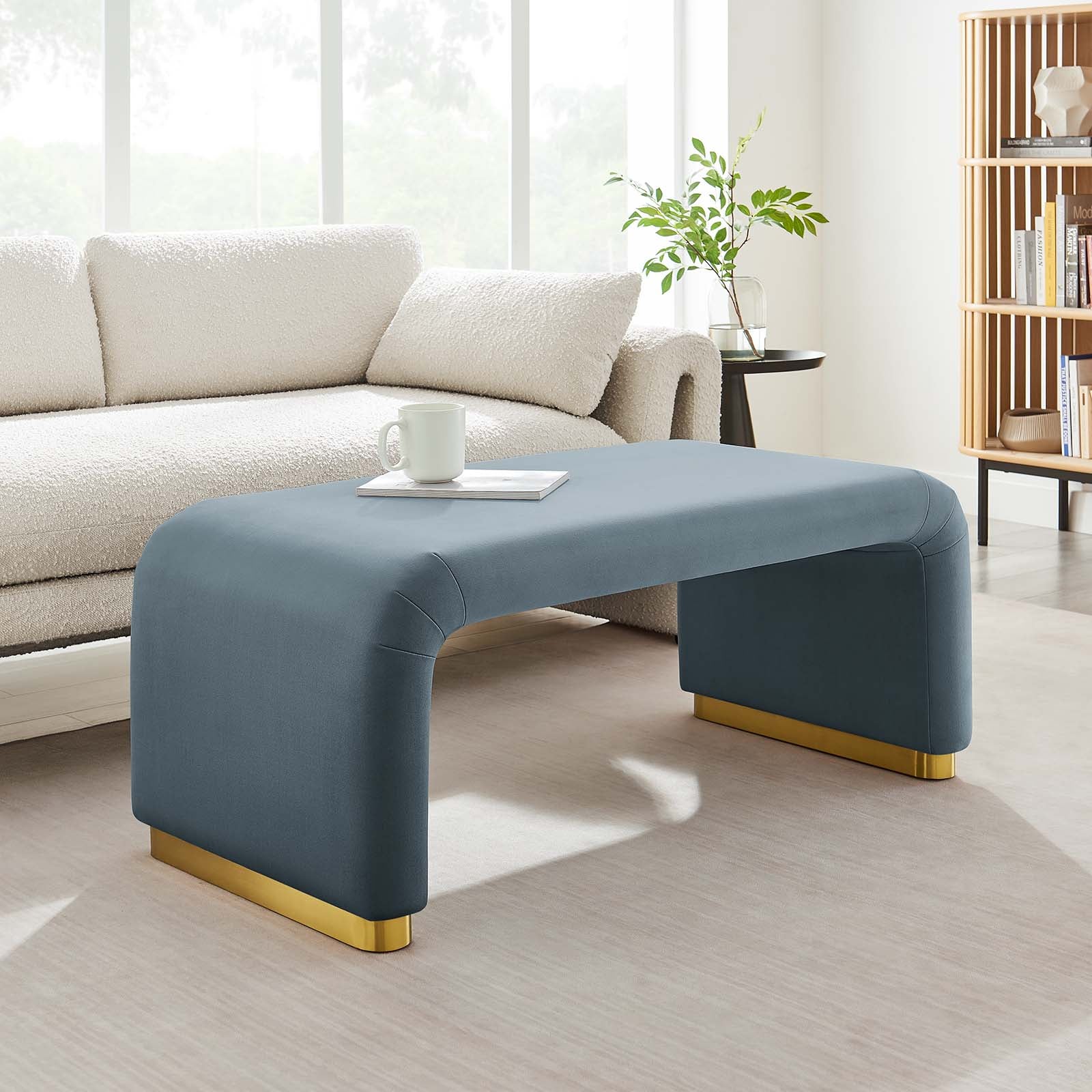 Koda Performance Velvet Waterfall Ottoman - East Shore Modern Home Furnishings