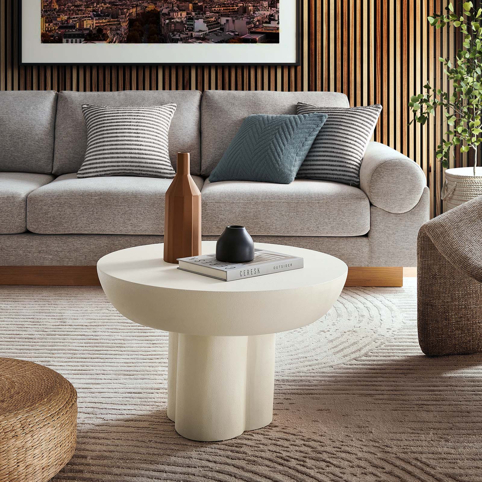 Caspian Round Concrete Coffee Table - East Shore Modern Home Furnishings