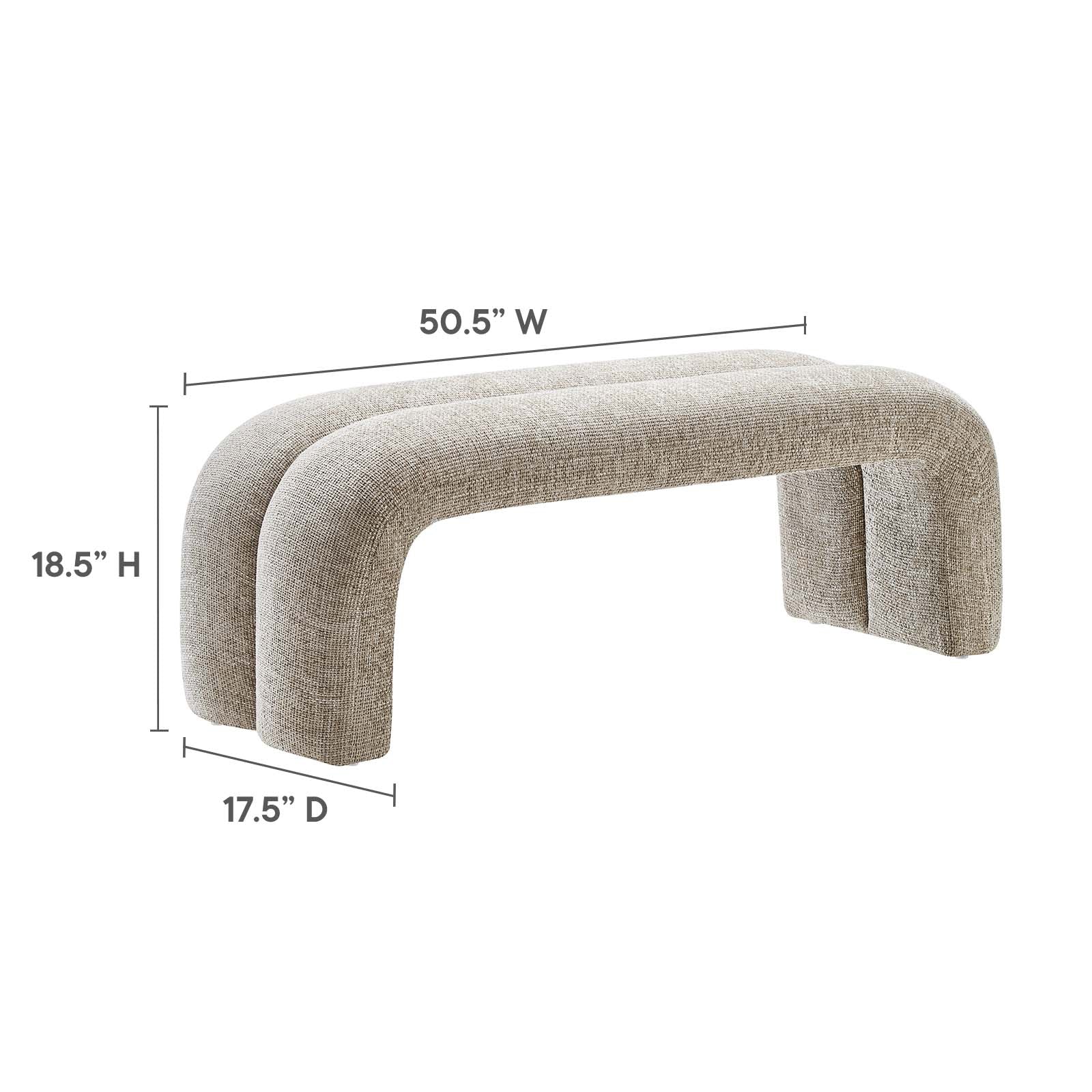 Dax 50.5" Chenille Upholstered Accent Bench - East Shore Modern Home Furnishings