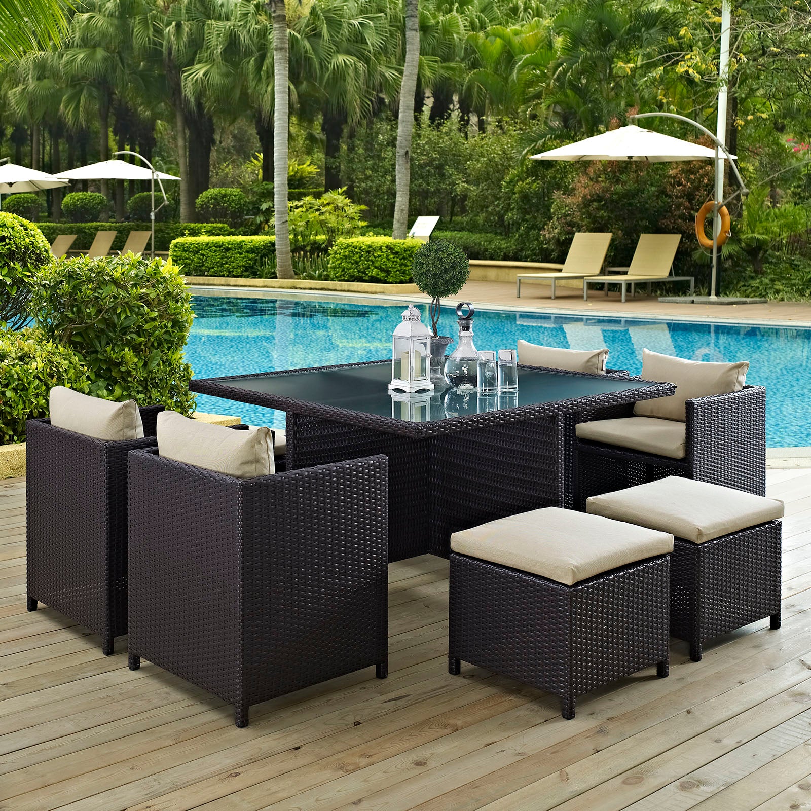 Inverse 9 Piece Outdoor Patio Dining Set - East Shore Modern Home Furnishings