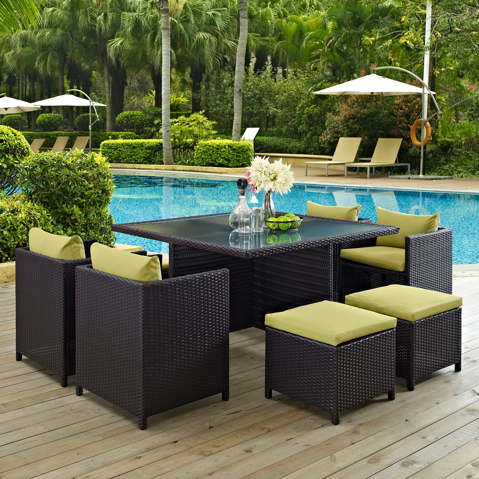 Inverse 9 Piece Outdoor Patio Dining Set - East Shore Modern Home Furnishings