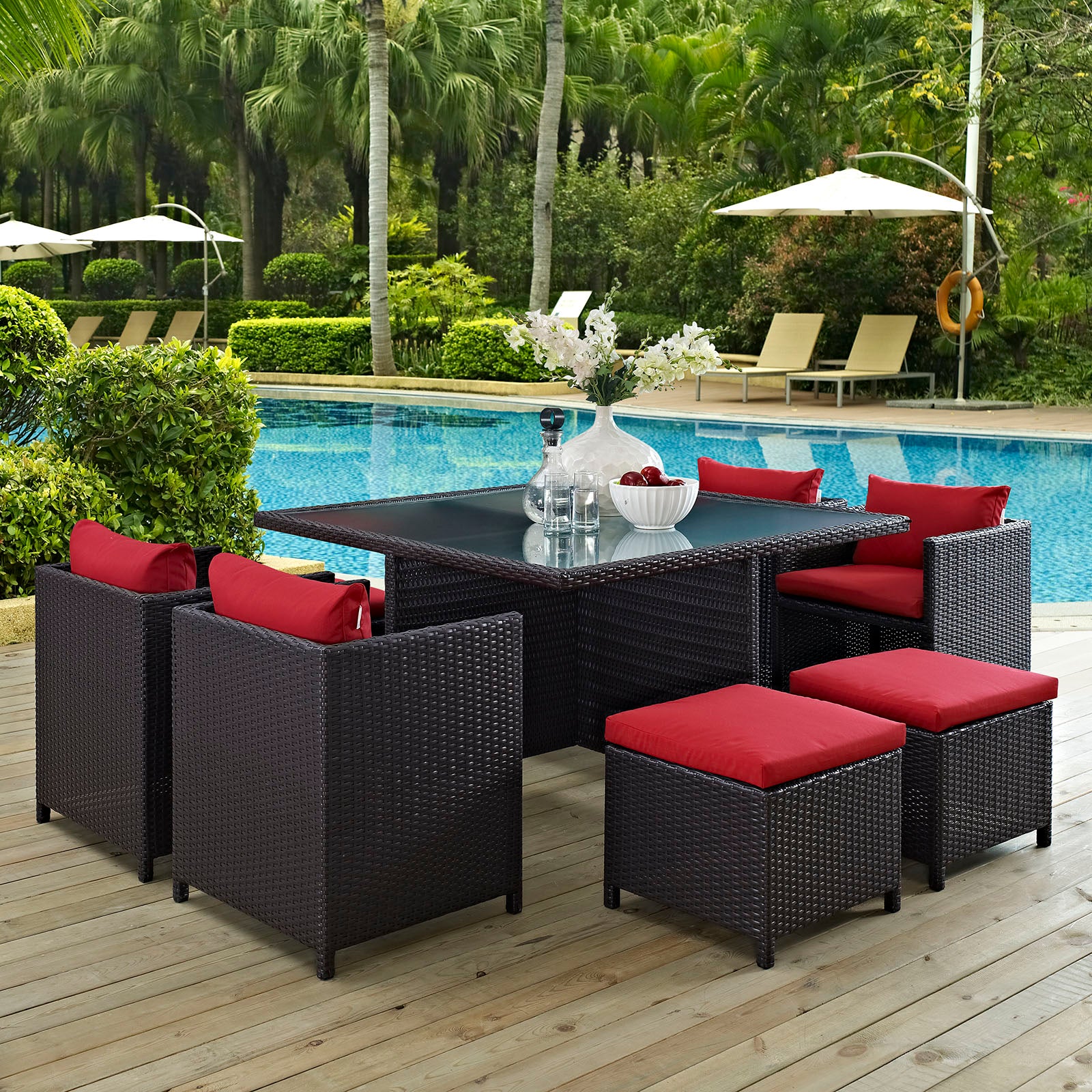 Inverse 9 Piece Outdoor Patio Dining Set - East Shore Modern Home Furnishings