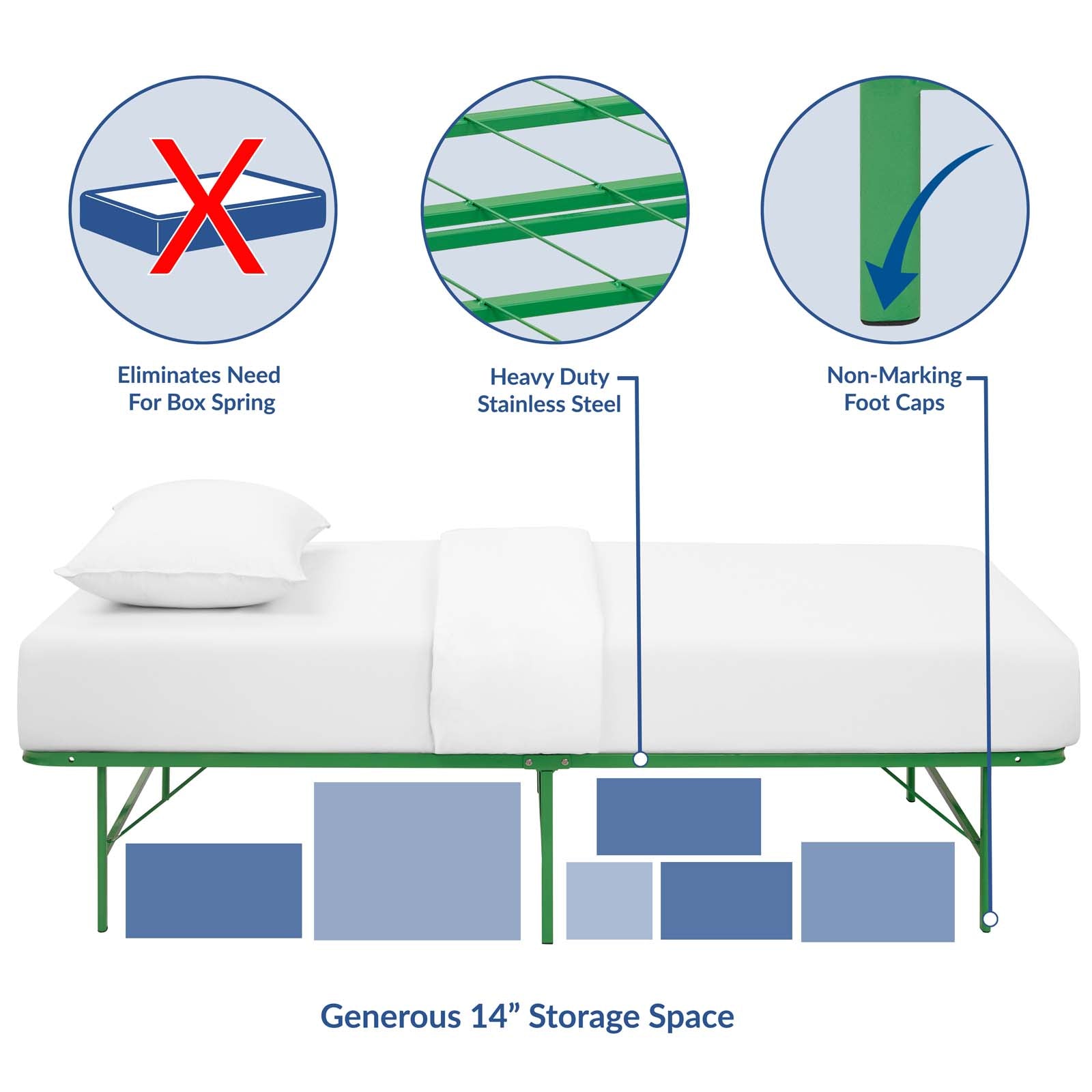 Horizon Twin Stainless Steel Bed Frame - East Shore Modern Home Furnishings