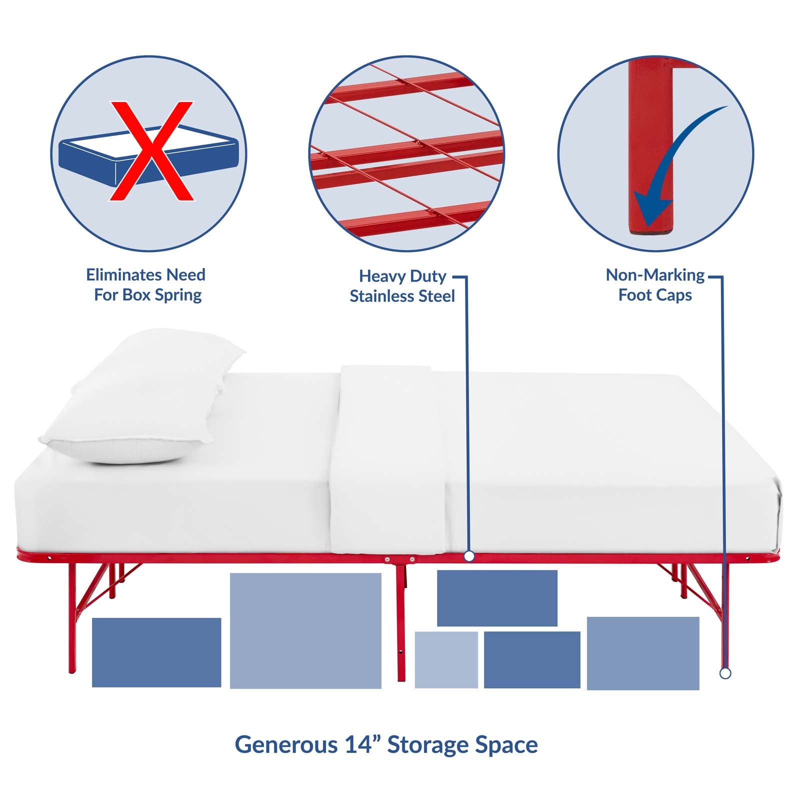 Horizon Queen Stainless Steel Bed Frame - East Shore Modern Home Furnishings