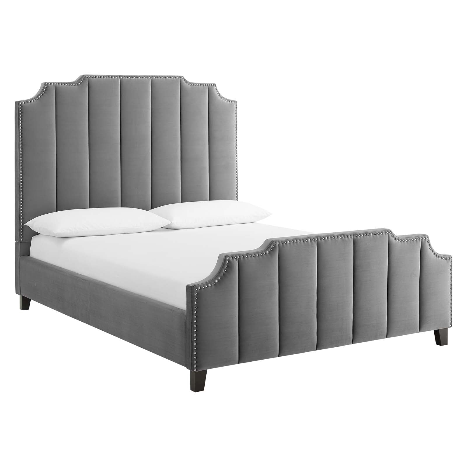 Lucille Queen Performance Velvet Platform Bed - East Shore Modern Home Furnishings