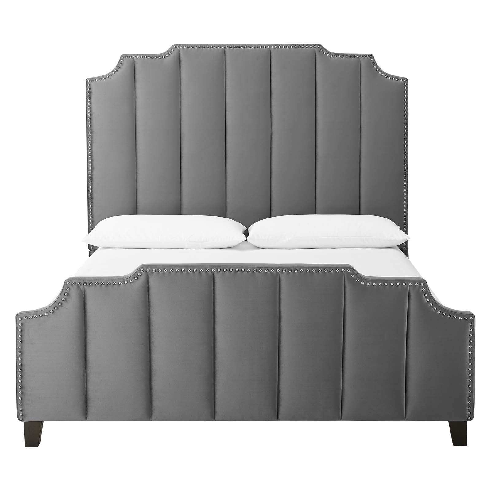 Lucille Queen Performance Velvet Platform Bed - East Shore Modern Home Furnishings