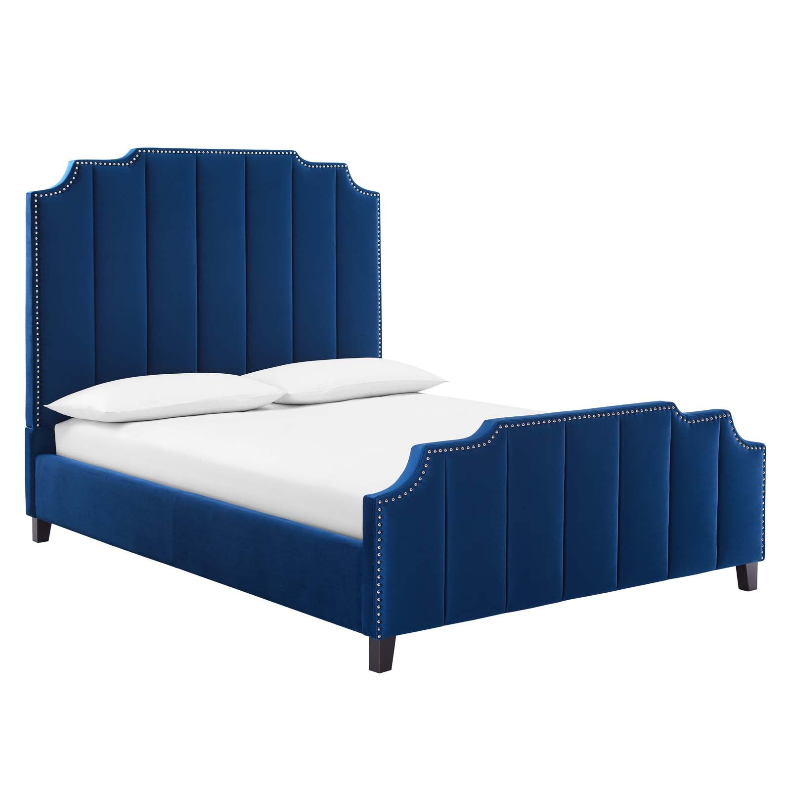 Lucille Queen Performance Velvet Platform Bed - East Shore Modern Home Furnishings