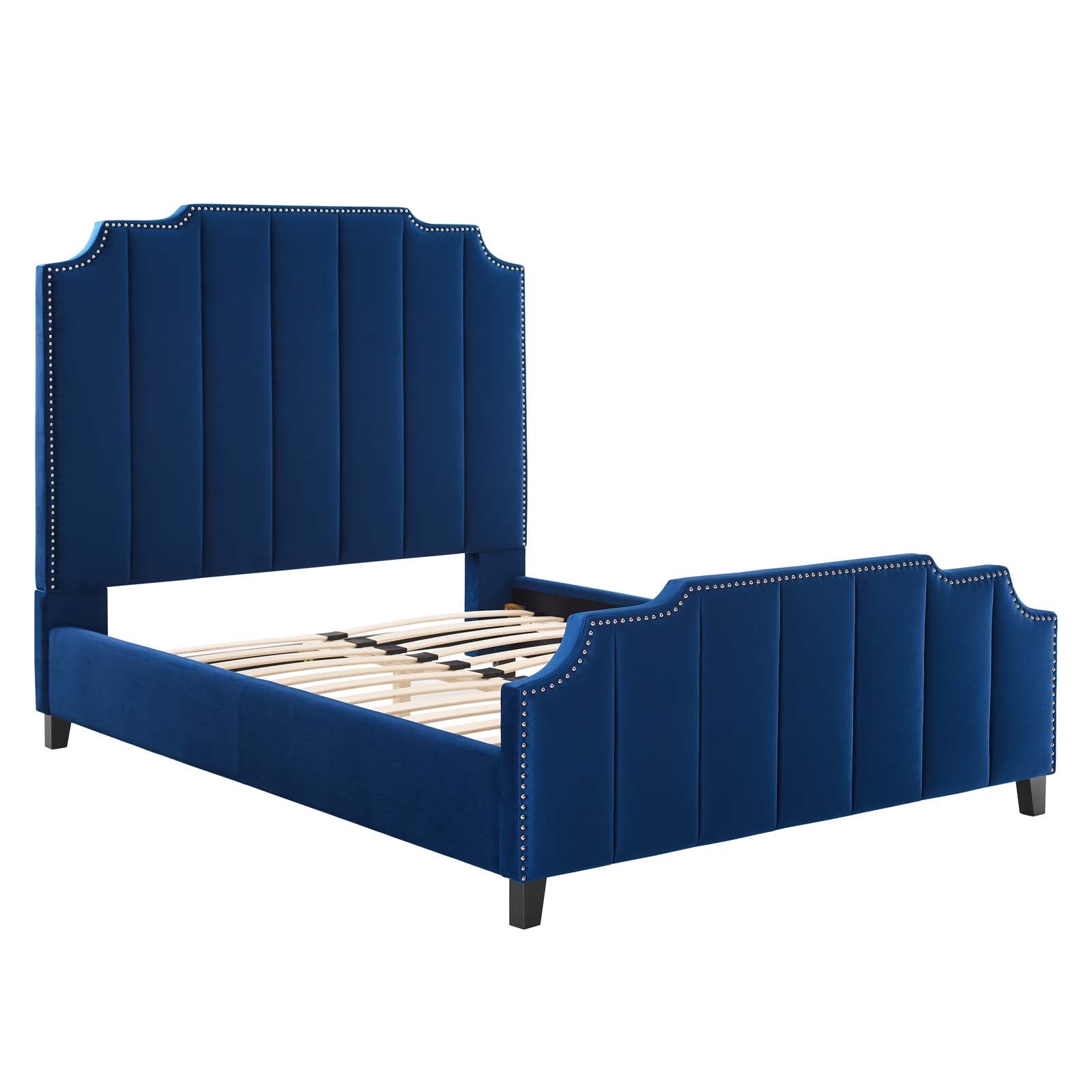 Lucille Queen Performance Velvet Platform Bed - East Shore Modern Home Furnishings