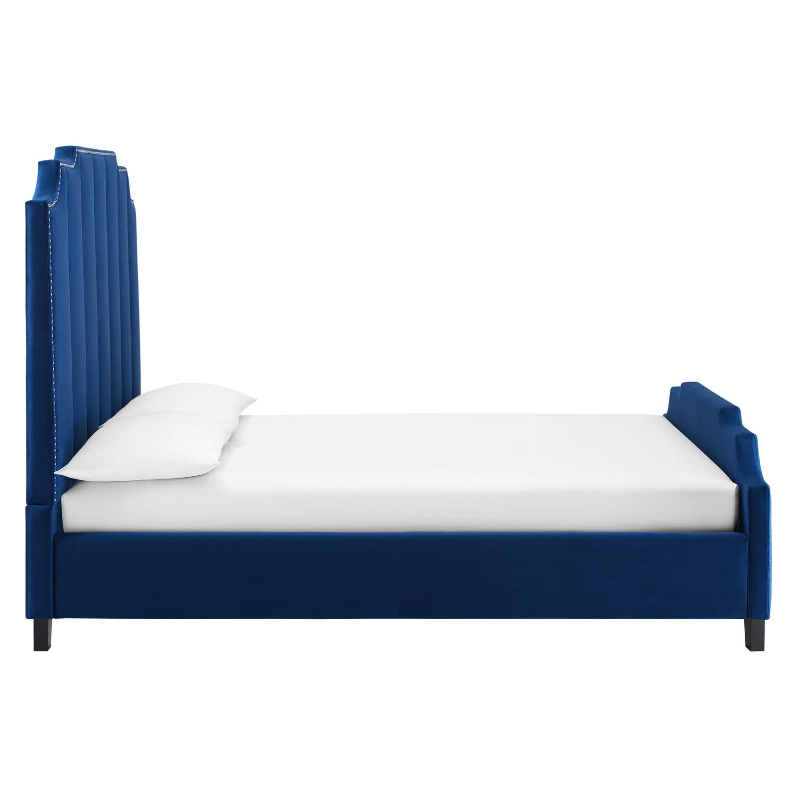 Lucille Queen Performance Velvet Platform Bed - East Shore Modern Home Furnishings