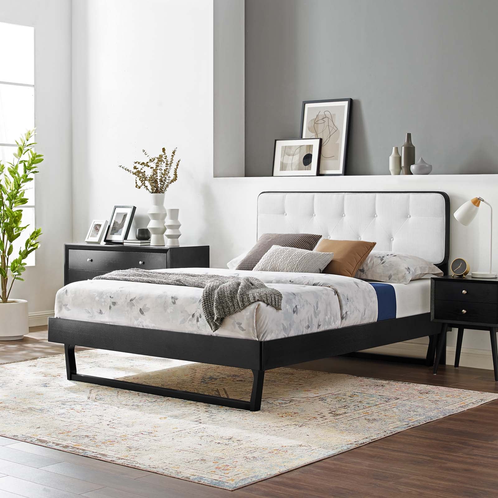 Bridgette Twin Wood Platform Bed With Angular Frame - East Shore Modern Home Furnishings