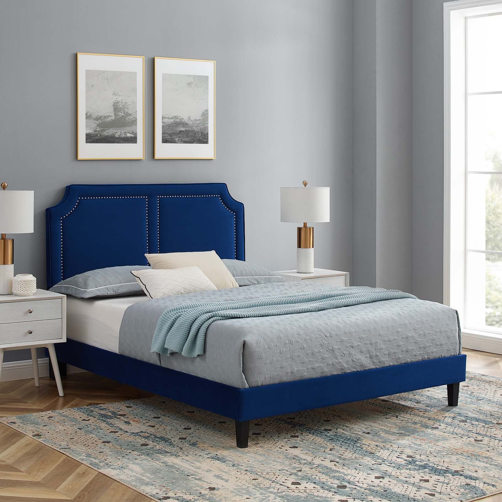 Novi Performance Velvet Full Bed - East Shore Modern Home Furnishings