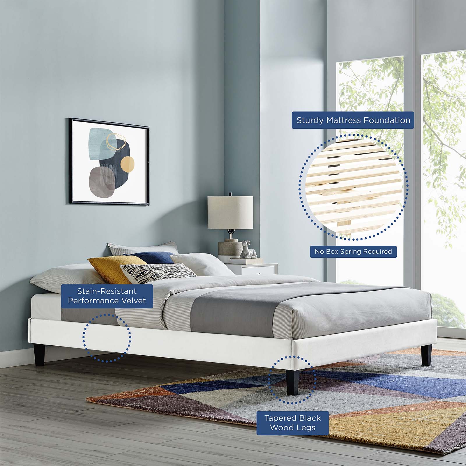 Novi Performance Velvet Full Bed - East Shore Modern Home Furnishings