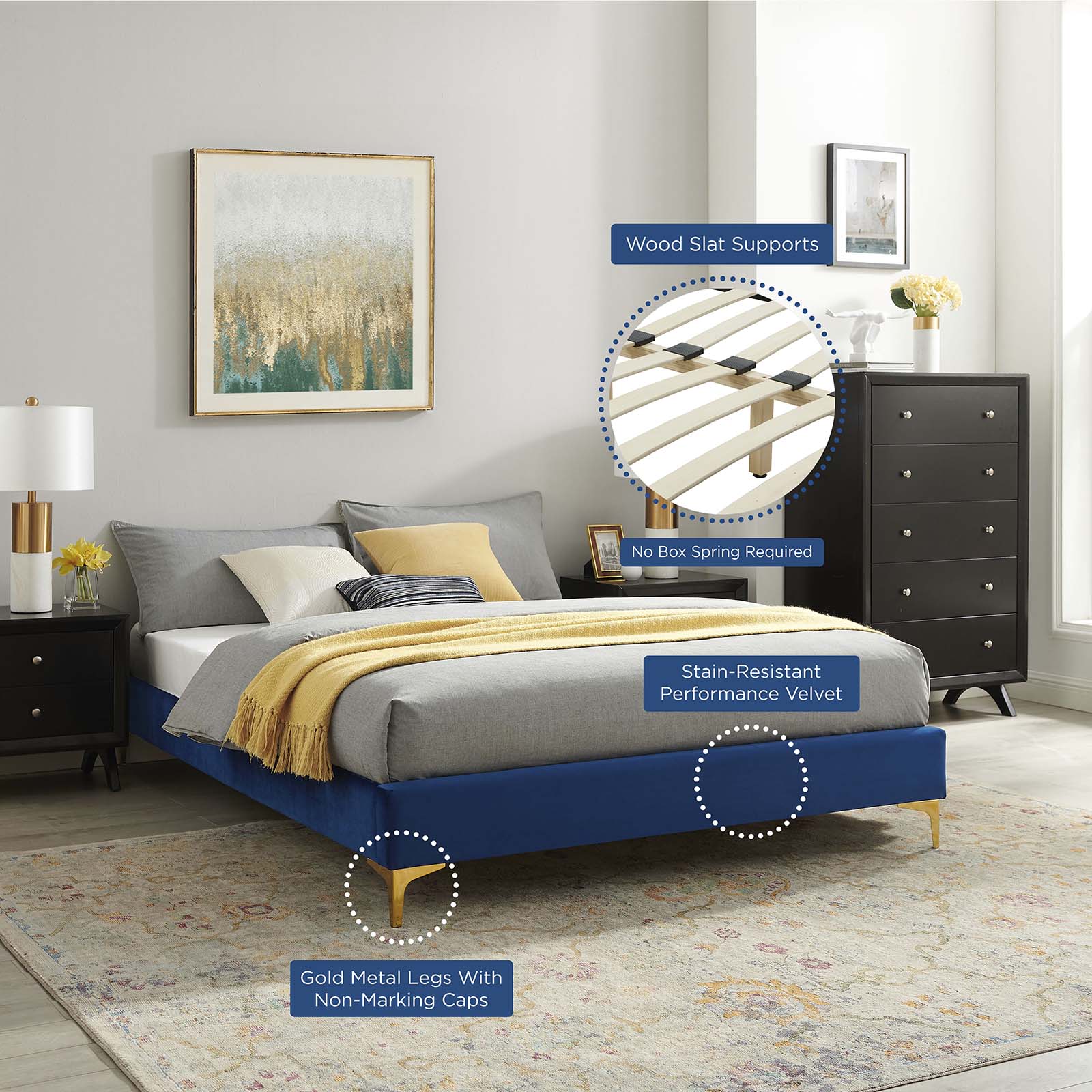 Novi Performance Velvet King Bed - East Shore Modern Home Furnishings