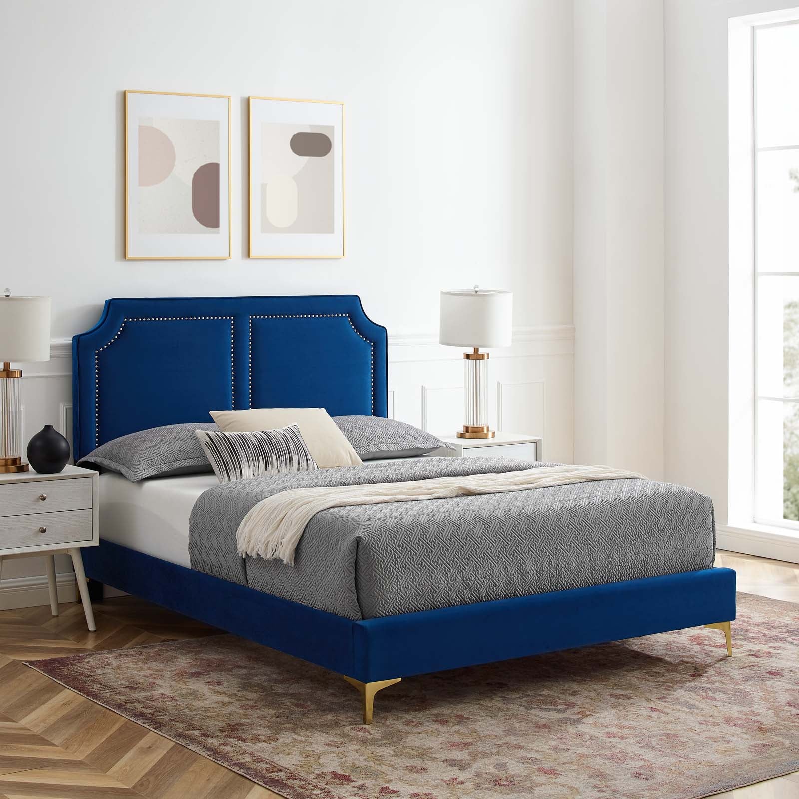 Novi Performance Velvet King Bed - East Shore Modern Home Furnishings