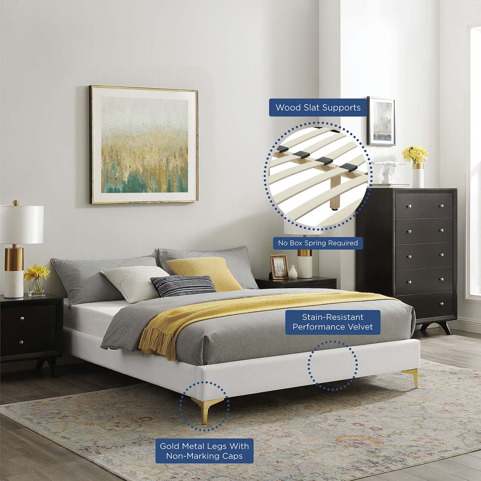 Novi Performance Velvet King Bed - East Shore Modern Home Furnishings