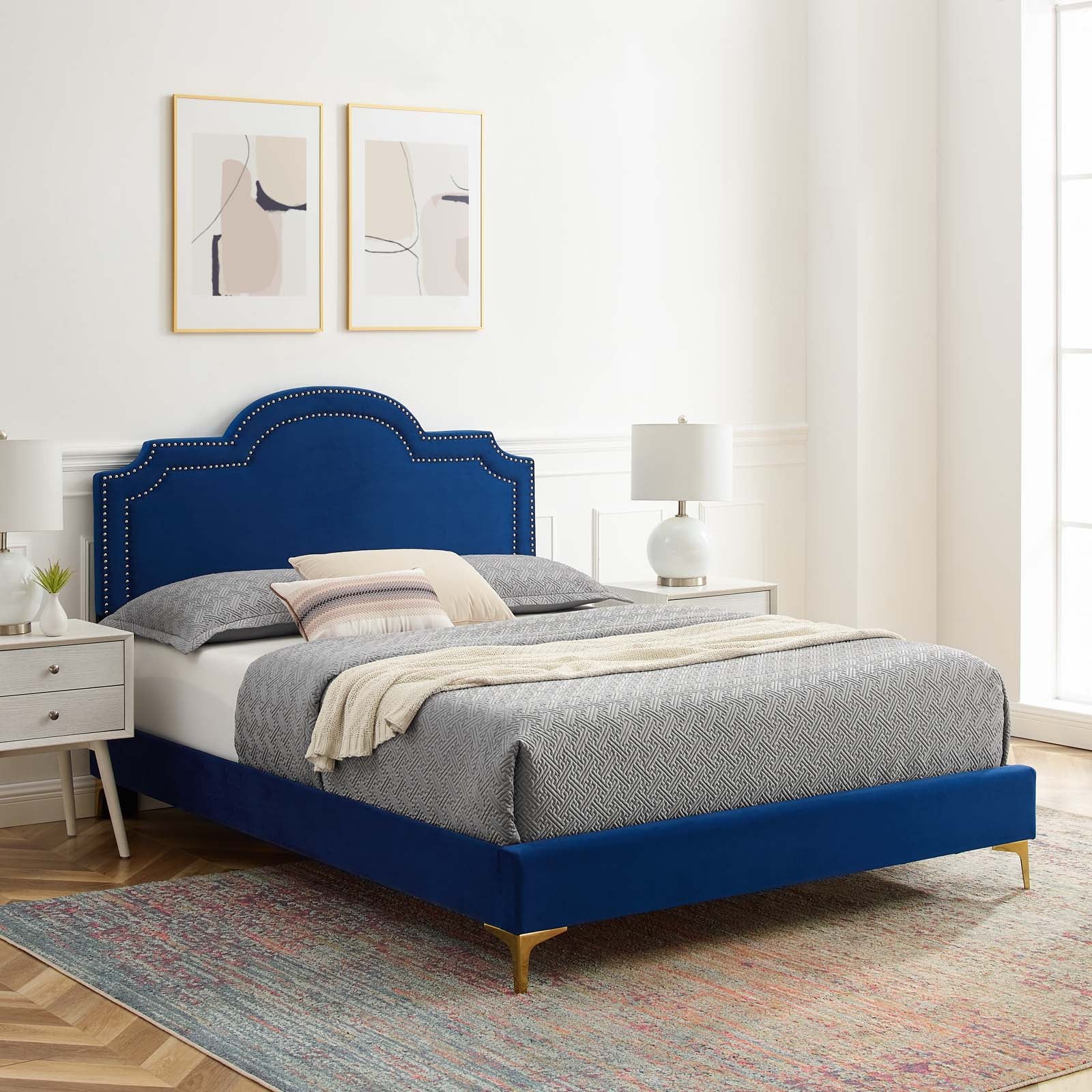 Aviana Performance Velvet King Bed - East Shore Modern Home Furnishings