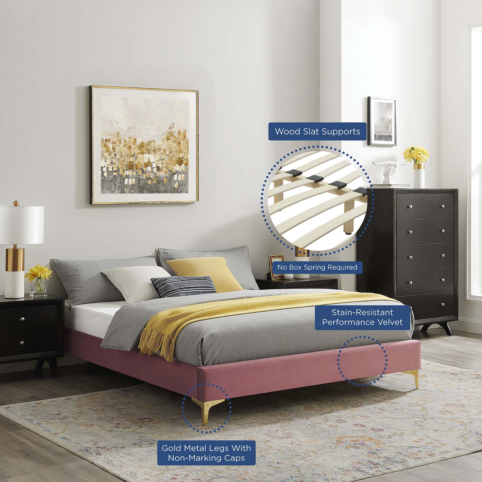 Neena Performance Velvet King Bed - East Shore Modern Home Furnishings