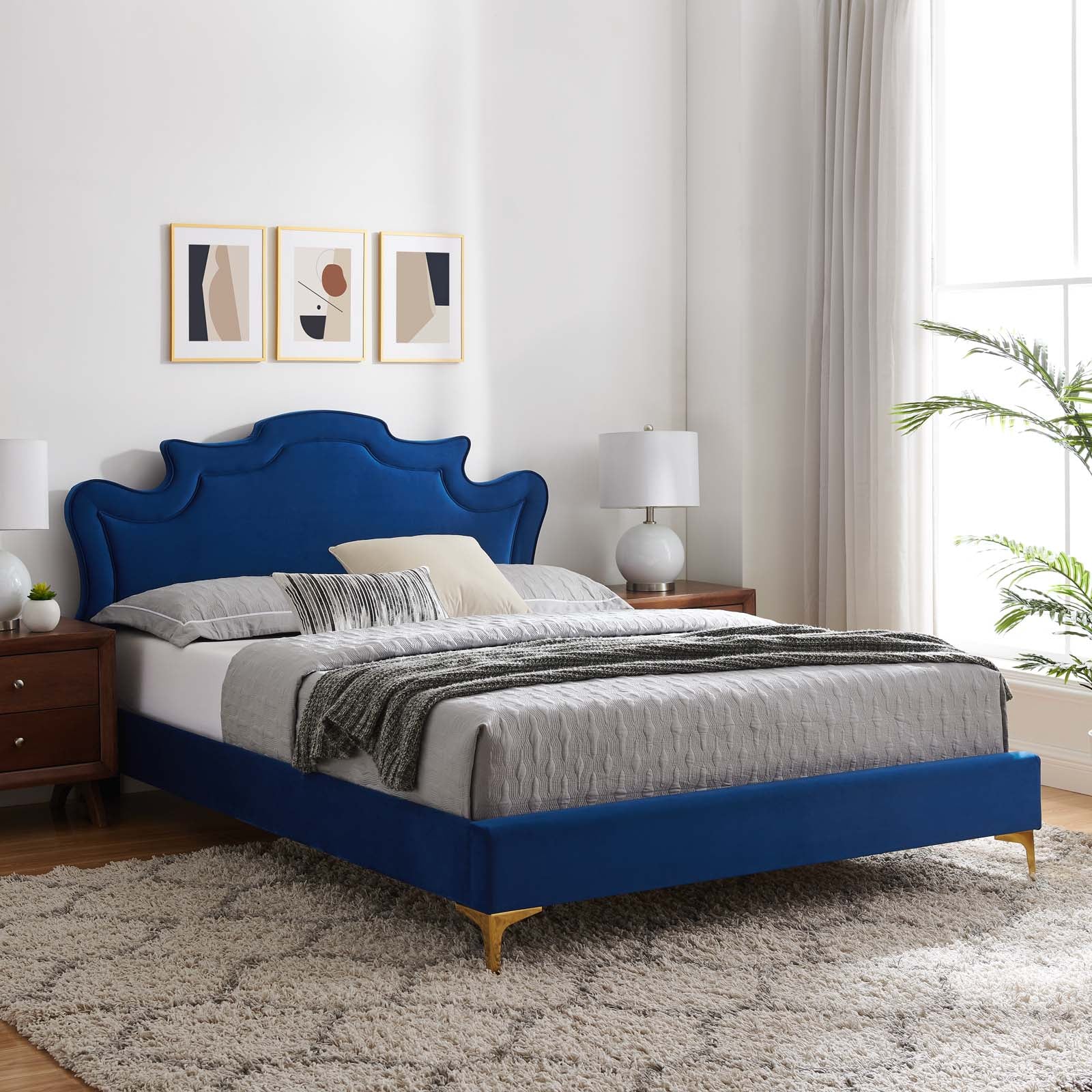 Neena Performance Velvet King Bed - East Shore Modern Home Furnishings