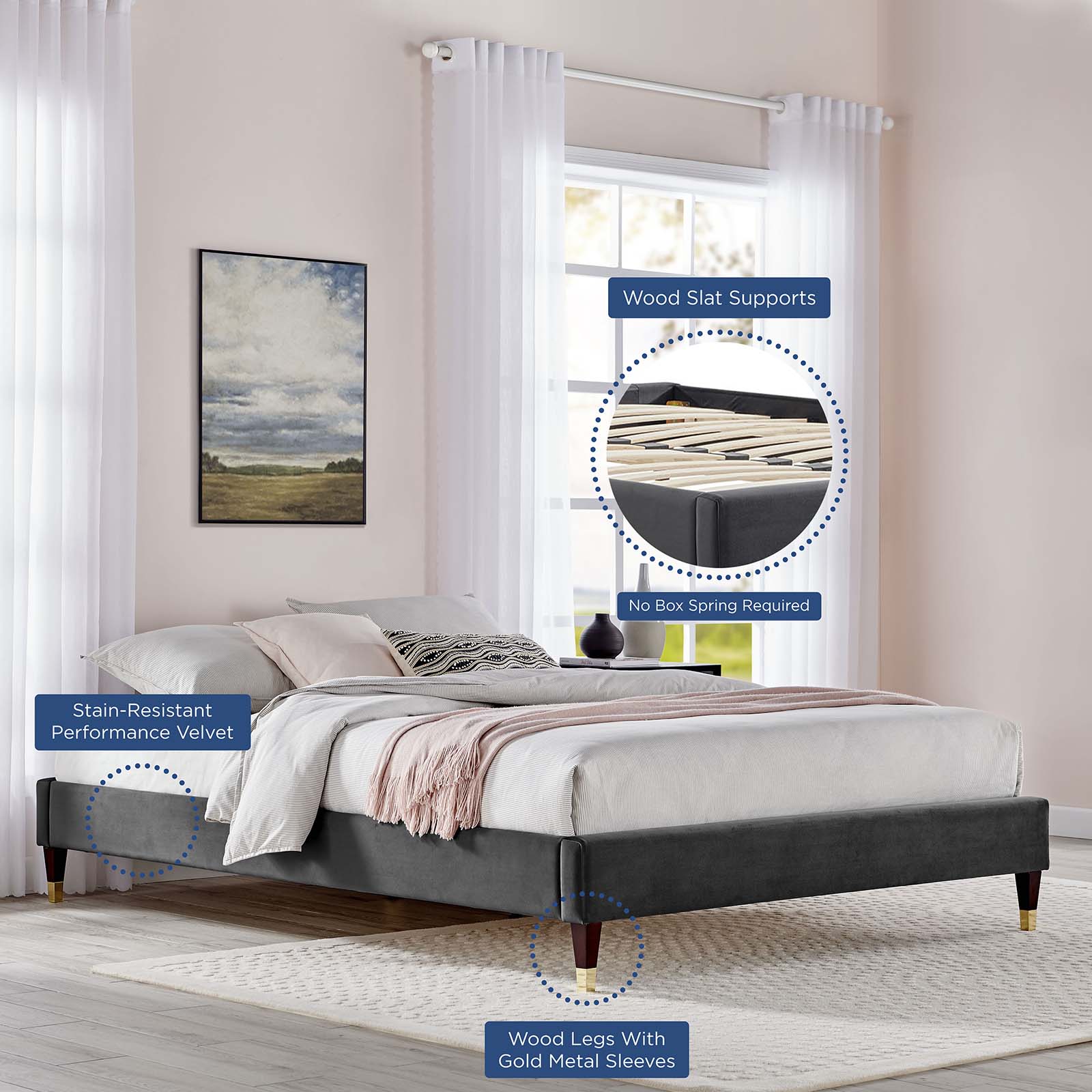 Liva Performance Velvet King Bed - East Shore Modern Home Furnishings