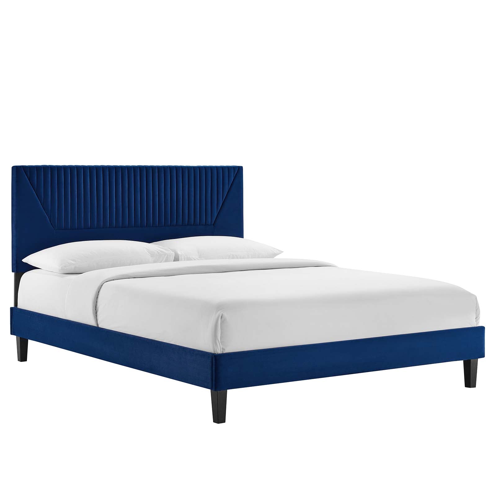 Yasmine Channel Tufted Performance Velvet Full Platform Bed - East Shore Modern Home Furnishings