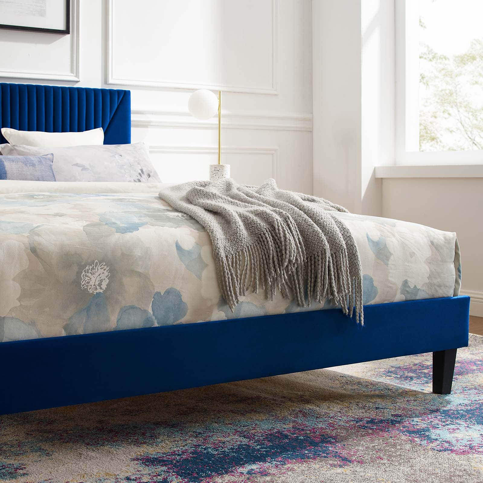 Yasmine Channel Tufted Performance Velvet Full Platform Bed - East Shore Modern Home Furnishings