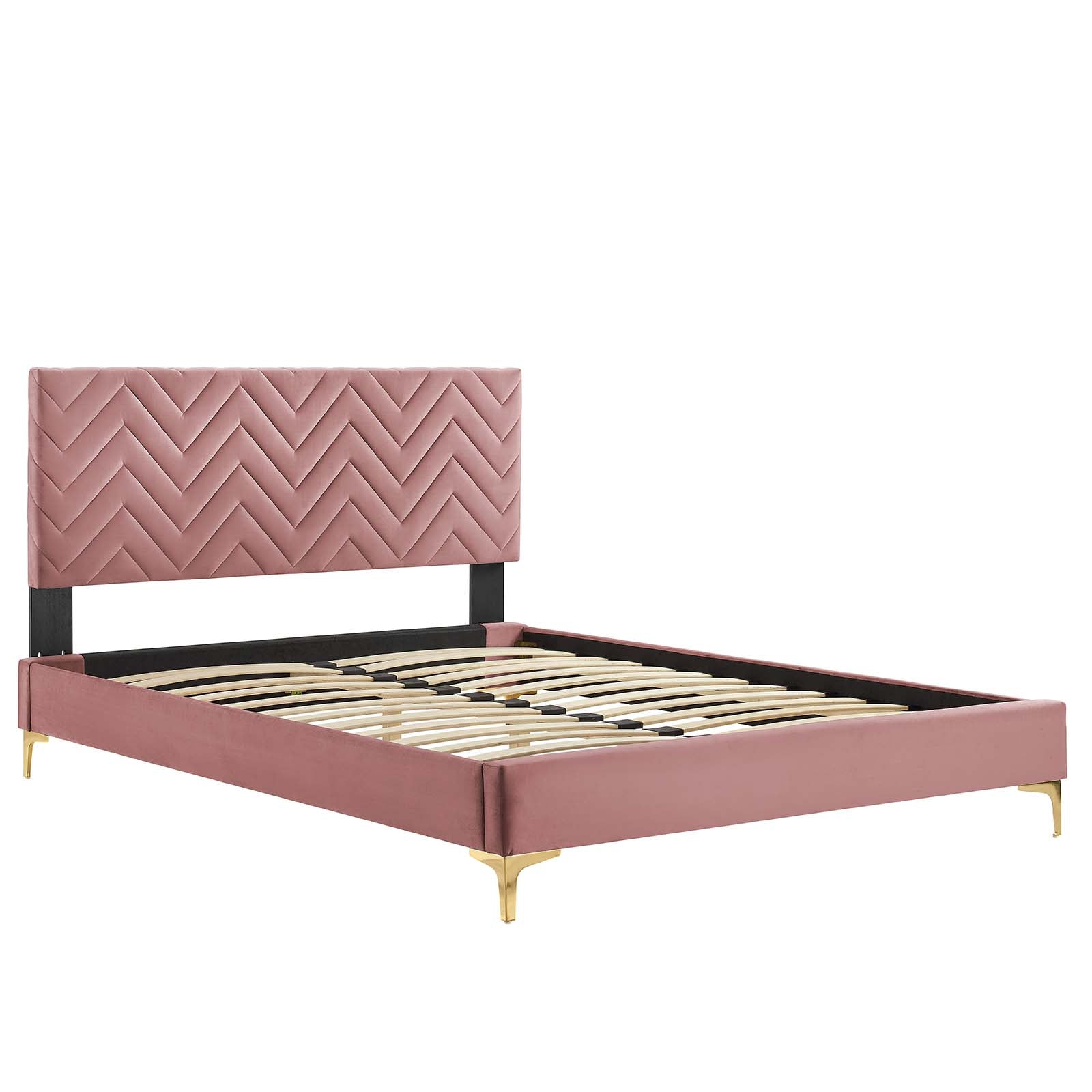 Leah Chevron Tufted Performance Velvet King Platform Bed - East Shore Modern Home Furnishings