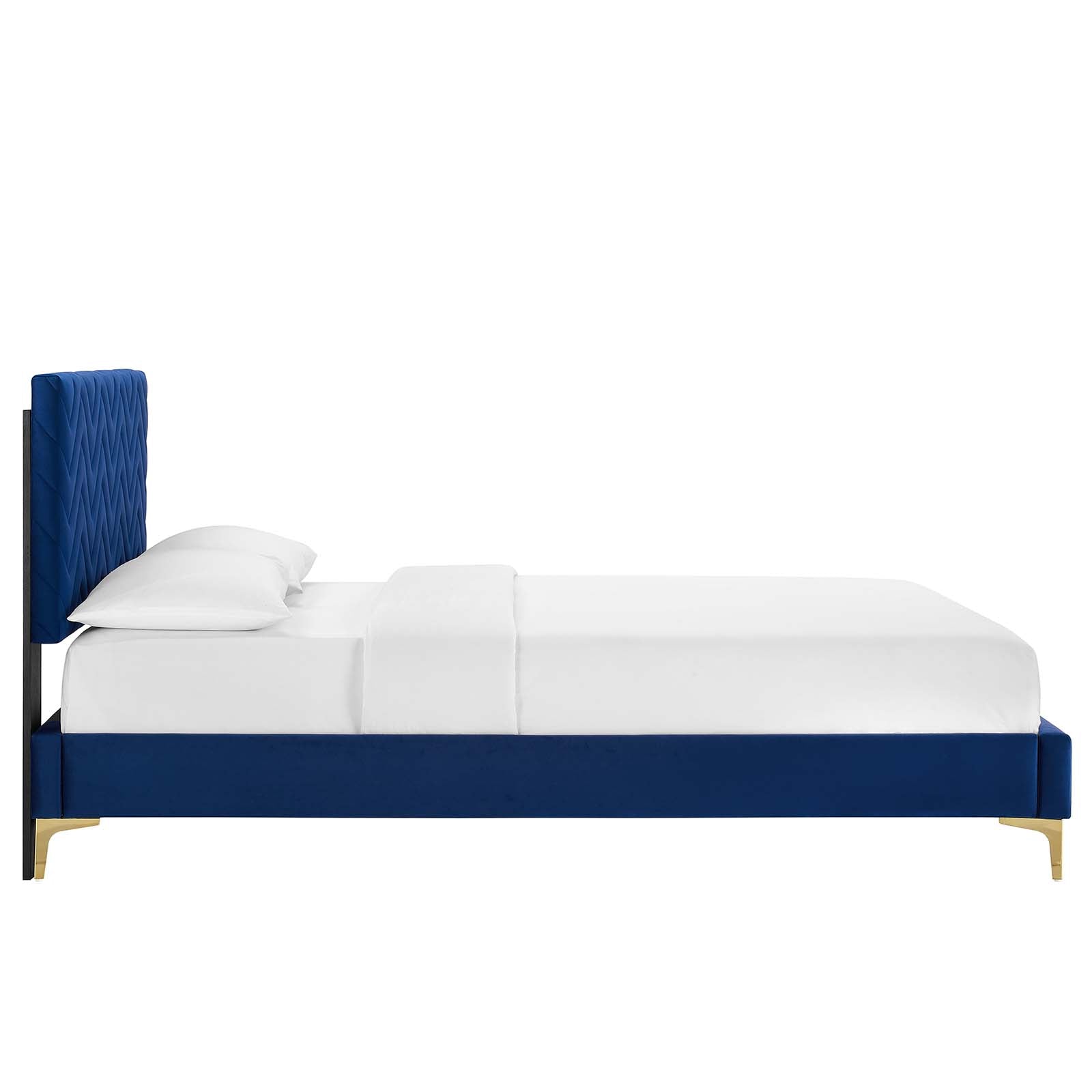 Leah Chevron Tufted Performance Velvet King Platform Bed - East Shore Modern Home Furnishings