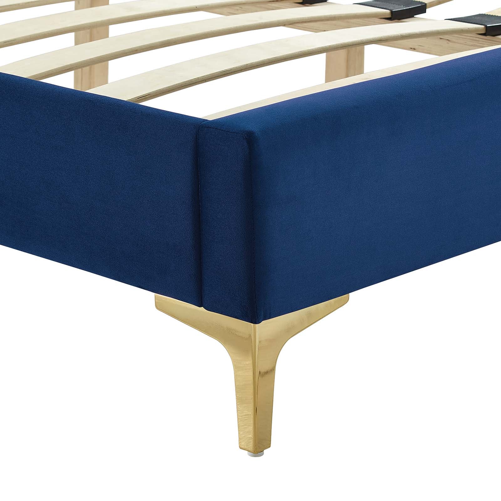 Leah Chevron Tufted Performance Velvet King Platform Bed - East Shore Modern Home Furnishings