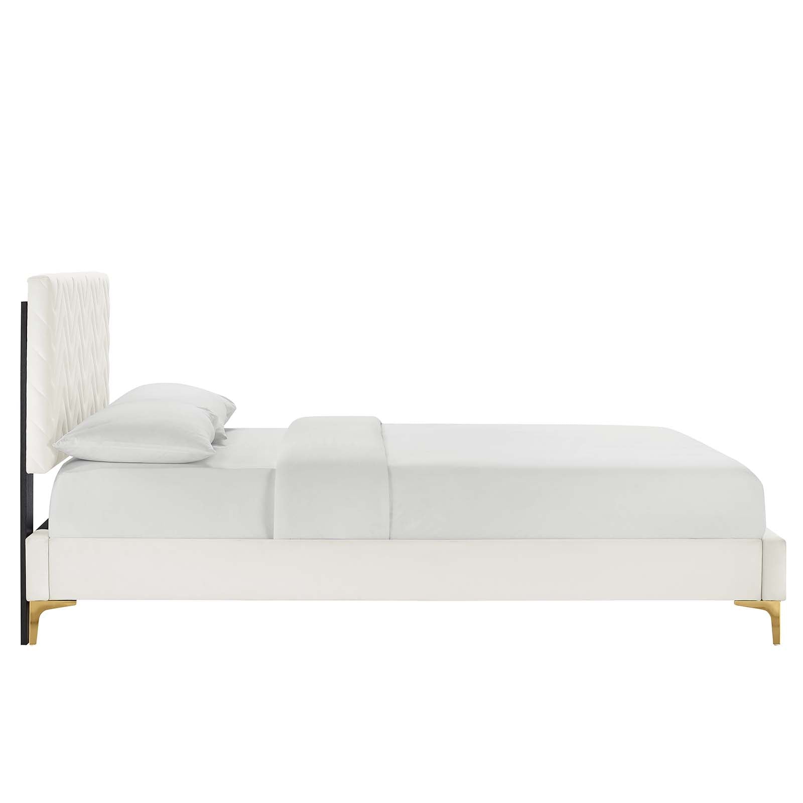 Leah Chevron Tufted Performance Velvet King Platform Bed - East Shore Modern Home Furnishings