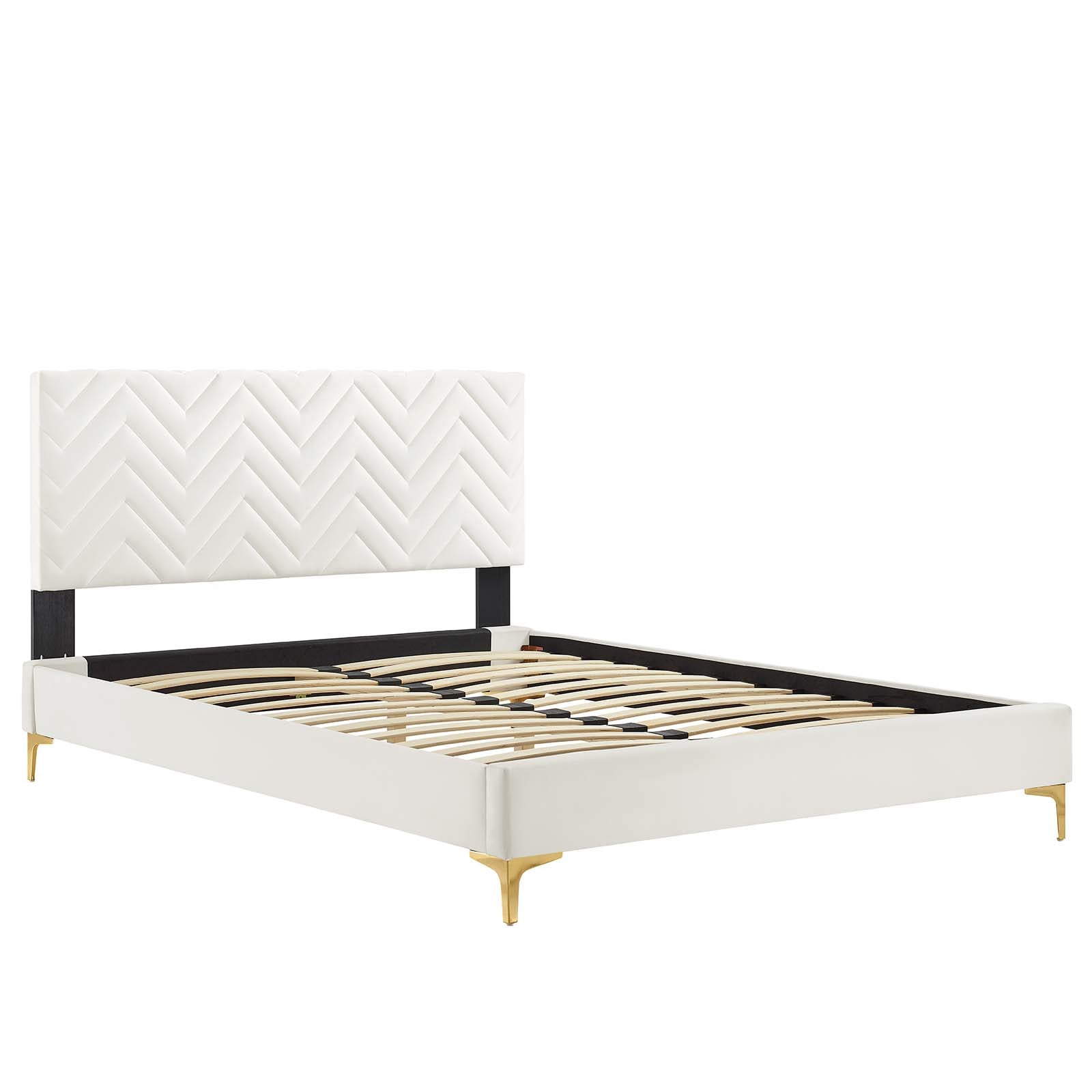 Leah Chevron Tufted Performance Velvet King Platform Bed - East Shore Modern Home Furnishings