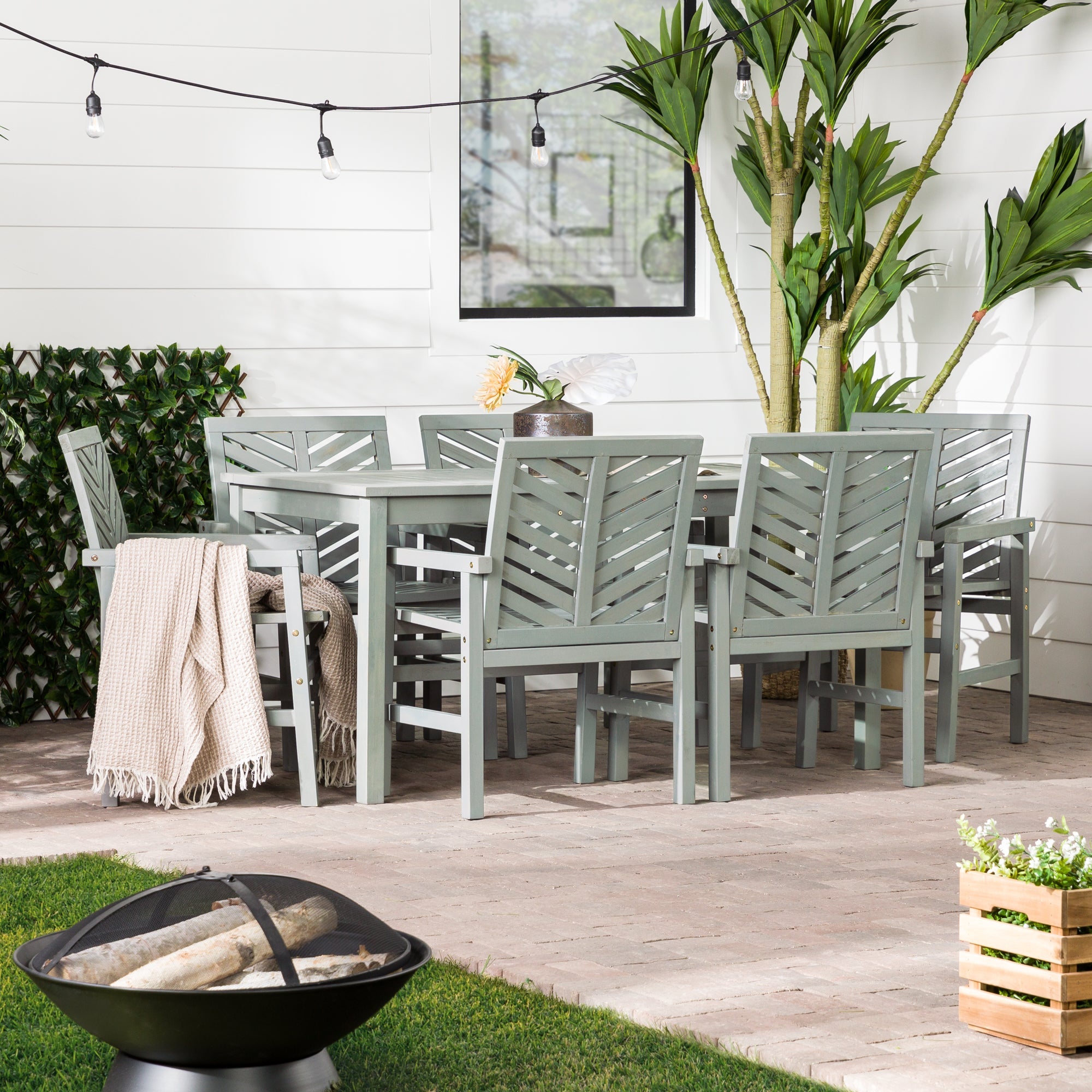 Chevron outdoor dining discount set