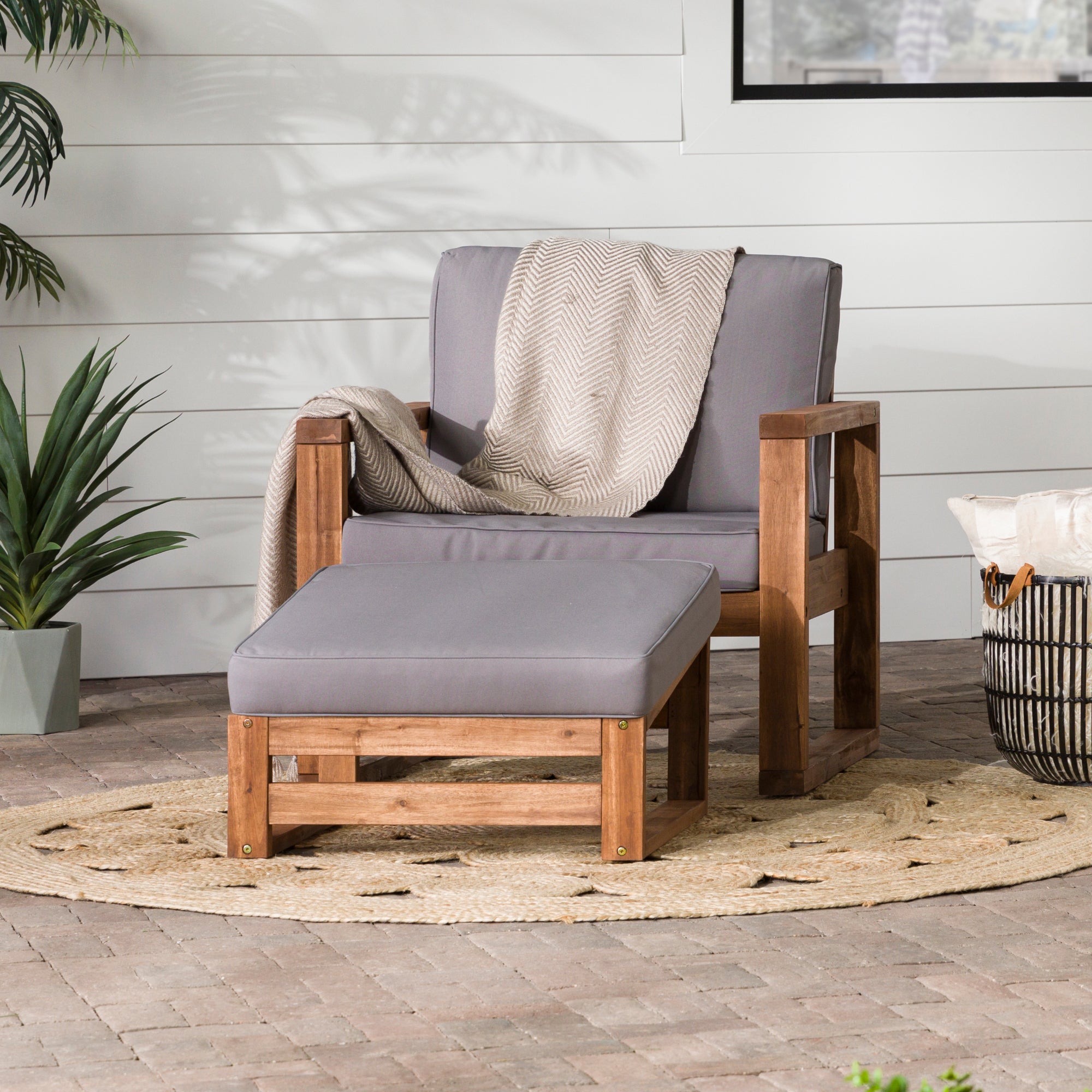 Patio chair with cushion and online ottoman